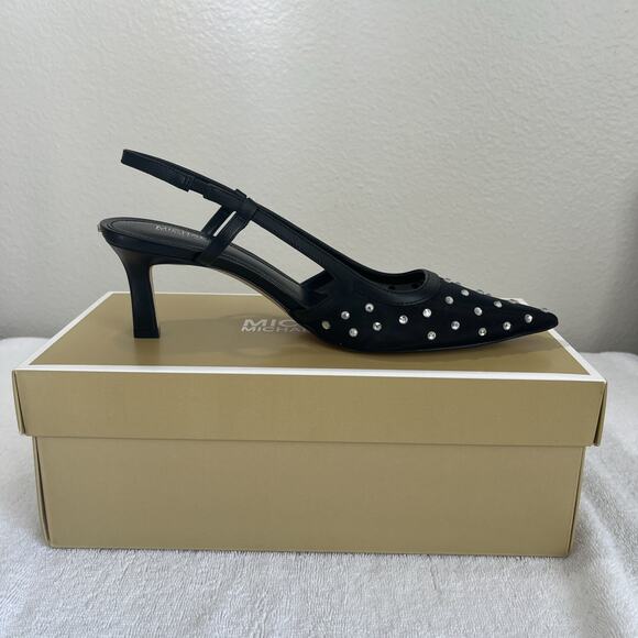 Michael Kors Shoes - Michael Kors Alora Crystal Embellished Mesh Slingback Pump In Black Sz 7.5